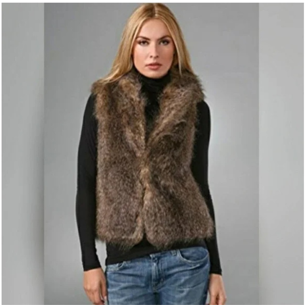 Jack Chic Brown Faux Fur Vest XS
